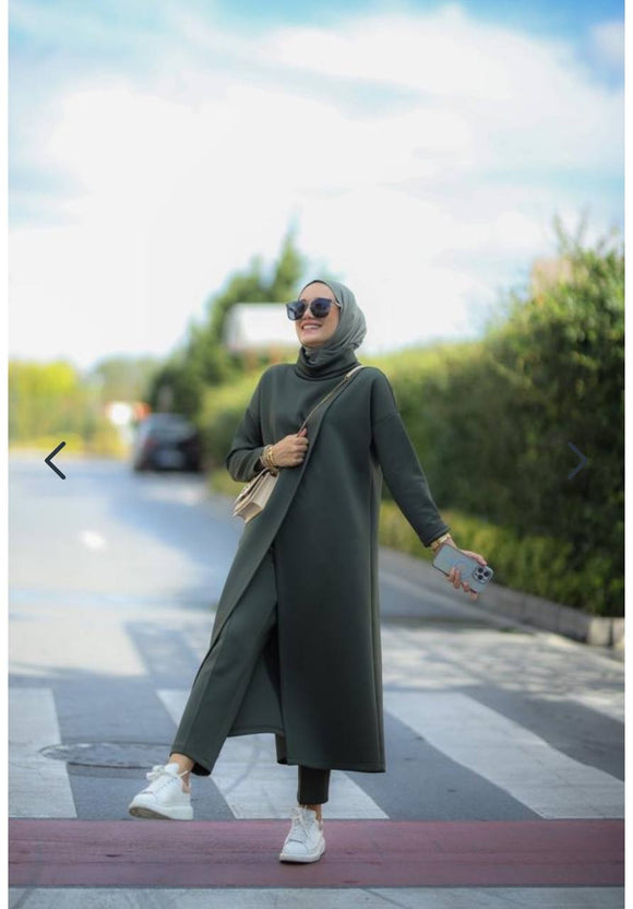 Elegant Dark Khaki Women's Trouser Suit: Stylish Comfort for Every Occasion