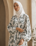 Muslin Cotton Boho Abaya, Floral Print Modest Dress, Handmade Summer