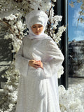 White Sequin Lace Maxi Dress, Modest Islamic Wedding