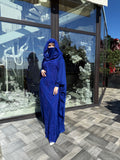 Royal Blue Modest Islamic Dress with Lace Hood,  Wedding or Nikah