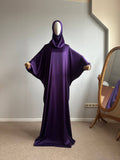 Elegant Purple Dress with Attached Hijab