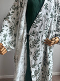 Muslin Cotton Boho Abaya, Floral Print Modest Dress, Handmade Summer
