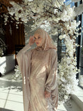 Elegant Beige Dress with Lace Hood, Jilbab Dress