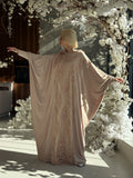 Elegant Beige Dress with Lace Hood, Jilbab Dress