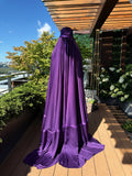 Eggplant color silk Afghan burqa cape, full niqab veil, Saudi abaya