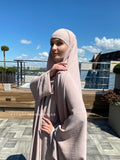 Beige crepe kimono Jilbab suit with skirt, summer  Khimar,  Muslim dress, ready to wear hijab, islamic gift