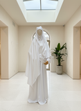 3-Piece White Modest Set – Dress, Cape and Hijab, Turkish Cotton Jersey with Elastane