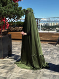 Elegant Silk khaki color afghani burqa, unique design custom length