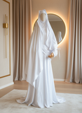 3-Piece White Modest Set – Dress, Cape and Hijab, Turkish Cotton Jersey with Elastane