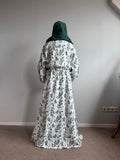 Muslin Cotton Boho Abaya, Floral Print Modest Dress, Handmade Summer