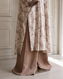 Floral Linen Cotton Modest Set, Oversized Tunic Hijab Wide Leg Pants, Boho Outfit