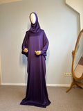 Elegant Purple Dress with Attached Hijab