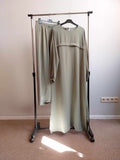 Elegant light green trendy ladies trouser suit crepe - comfortable, stylish and compatible with sharia law