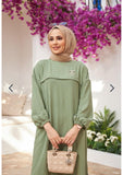 Elegant light green trendy ladies trouser suit crepe - comfortable, stylish and compatible with sharia law