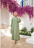 Elegant light green trendy ladies trouser suit crepe - comfortable, stylish and compatible with sharia law