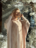 Elegant Beige Dress with Lace Hood, Jilbab Dress