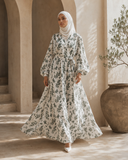 Muslin Cotton Boho Abaya, Floral Print Modest Dress, Handmade Summer