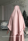 Blush pink silk satin maxi dress with long sleeves, Muslim dress , nikkah wedding outfit, elegant hijab