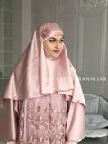 Blush pink silk satin maxi dress with long sleeves, Muslim dress , nikkah wedding outfit, elegant hijab
