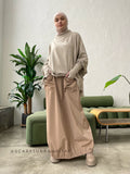 Beige wool jersey long sleeve tunic with waterproof skirt