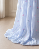 Blue Floral Burqa Veil Cape, Sheer Tencel Nikab Coverup, Luxury Nikah Eid