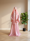 Luxury Silk Satin Modest Set with Lace Veil