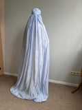 Blue Floral Burqa Veil Cape, Sheer Tencel Nikab Coverup, Luxury Nikah Eid
