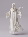Ivory Embroidered Tencel Abaya Set, Floral Modest Dress with Scarf, Summer Nikah Eid