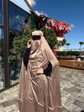 Cappuccino silk Afghan burqa cape, full niqab