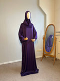 Elegant Purple Dress with Attached Hijab