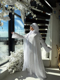 White Sequin Lace Maxi Dress, Modest Islamic Wedding