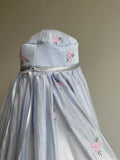 Blue Floral Burqa Veil Cape, Sheer Tencel Nikab Coverup, Luxury Nikah Eid