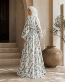 Muslin Cotton Boho Abaya, Floral Print Modest Dress, Handmade Summer