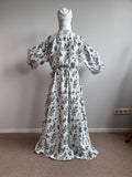 Muslin Cotton Boho Abaya, Floral Print Modest Dress, Handmade Summer