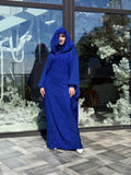 Royal Blue Modest Islamic Dress with Lace Hood,  Wedding or Nikah