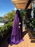 Eggplant color silk Afghan burqa cape, full niqab veil, Saudi abaya