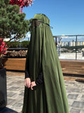 Elegant Silk khaki color afghani burqa, unique design custom length