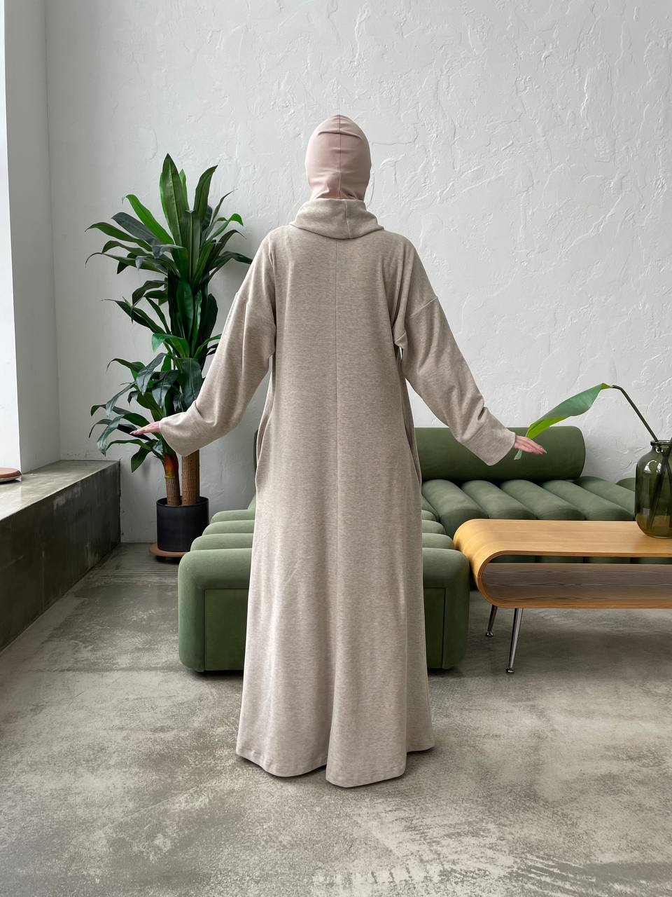 Beige wool oversize maxi dress with collar, Wiccan mantle dress, plus –  ScarfTurbanHijab