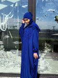 Royal Blue Modest Islamic Dress with Lace Hood,  Wedding or Nikah