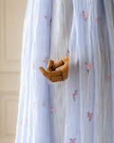 Blue Floral Burqa Veil Cape, Sheer Tencel Nikab Coverup, Luxury Nikah Eid