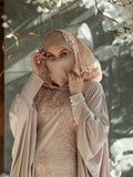 Elegant Beige Dress with Lace Hood, Jilbab Dress