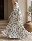Muslin Cotton Boho Abaya, Floral Print Modest Dress, Handmade Summer