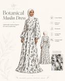 Muslin Cotton Boho Abaya, Floral Print Modest Dress, Handmade Summer