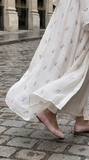 Ivory Embroidered Tencel Abaya Set, Floral Modest Dress with Scarf, Summer Nikah Eid