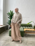 Beige wool jersey long sleeve tunic with waterproof skirt