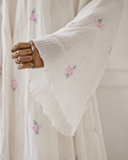 Ivory Embroidered Tencel Abaya Set, Floral Modest Dress with Scarf, Summer Nikah Eid