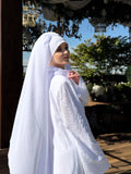 White Sequin Lace Maxi Dress, Modest Islamic Wedding