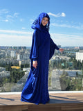 Royal Blue Modest Islamic Dress with Lace Hood,  Wedding or Nikah