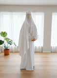 3-Piece White Modest Set – Dress, Cape and Hijab, Turkish Cotton Jersey with Elastane