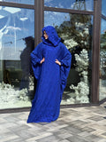 Royal Blue Modest Islamic Dress with Lace Hood,  Wedding or Nikah